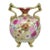 Antique Nippon Moriage Porcelain Twin Handle Ball Vase W/ Hand Painted Roses For Sale