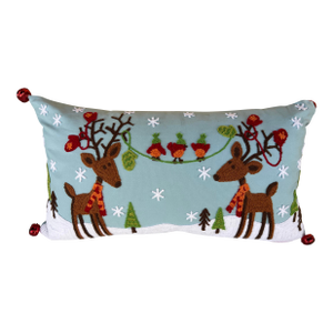 Couch Reindeer Pillow With Bells