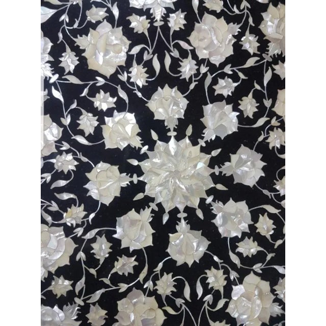 Vintage Neoclassical Black Marble Micro Inlays Tabletop For Sale - Image 6 of 7
