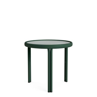 Brown Jordan Kantan Aluminum 20" Round Occasional Table in Forest Green For Sale