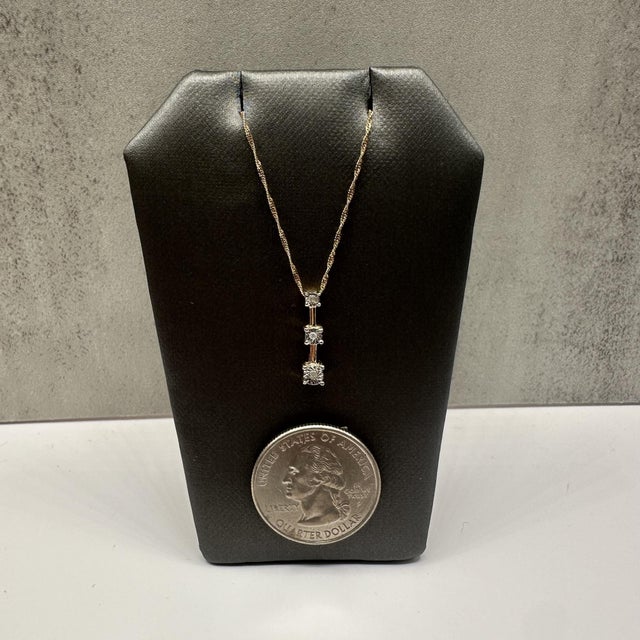 Diamond Past Present Future Necklace in 10kt Yellow Gold – 18in, Pre-Loved For Sale - Image 4 of 5