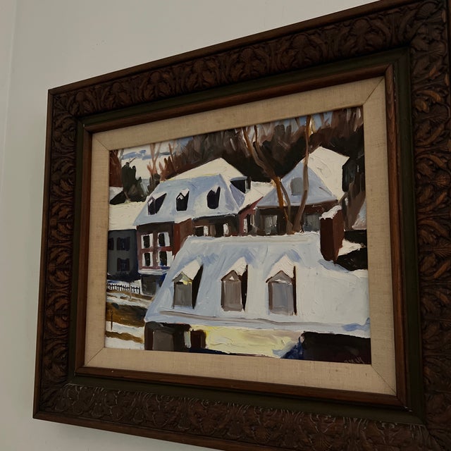 1990s Modern Winter Rooftop Cityscape Oil Painting by William Murray, Framed For Sale In Washington DC - Image 6 of 11