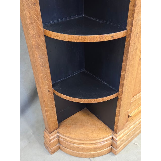 Antique Early 1900s Oak Console Cabinet With Doors, Shelves and a Marble Top For Sale - Image 16 of 18