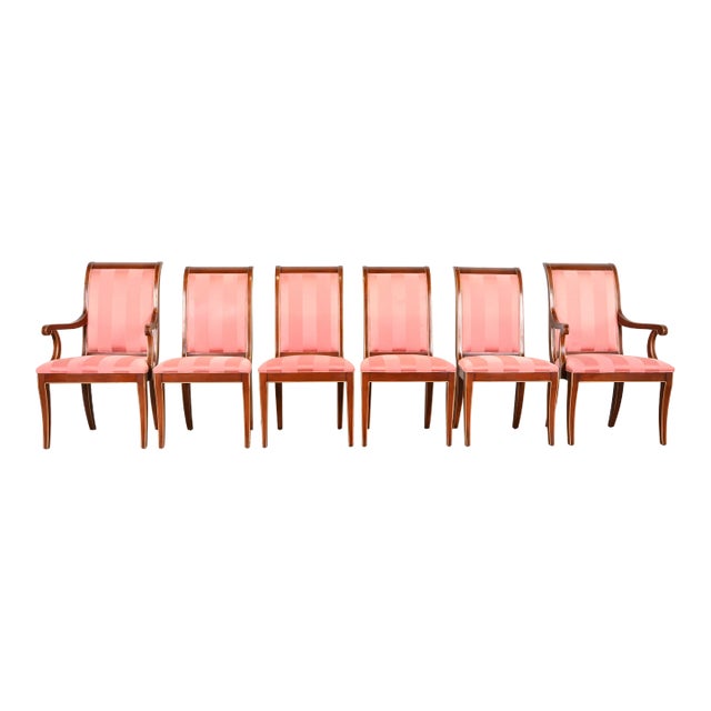 E. J. Victor Regency Carved Mahogany and Gold Gilt Dining Chairs, Set of Six For Sale