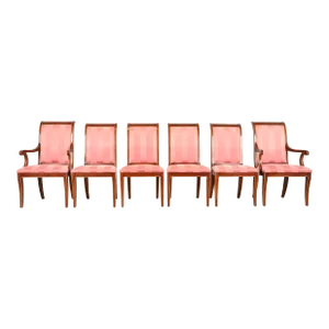 E. J. Victor Regency Carved Mahogany and Gold Gilt Dining Chairs, Set of Six
