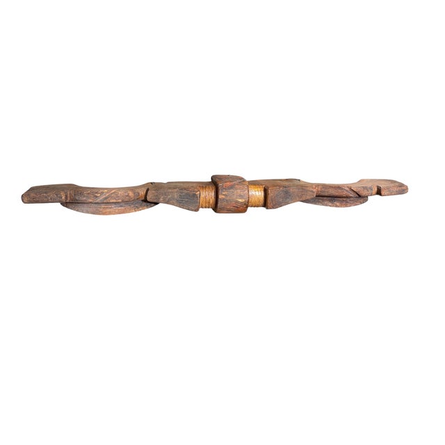 Antique European Wood Double Yoke Oxen Holder 68" W For Sale - Image 4 of 7