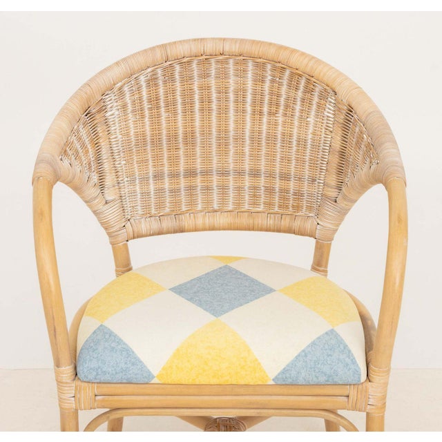 Mid-Century Modern Modern Rattan Upholstered Armchair For Sale - Image 3 of 9