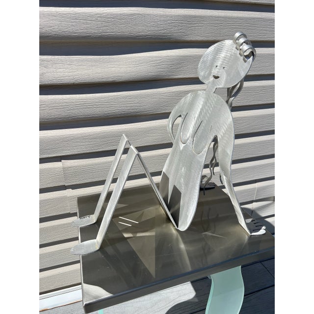 Postmodern 1980 Postmodern Fred Gartboz Aluminum Woman Body Magazine Rack For Sale - Image 3 of 7