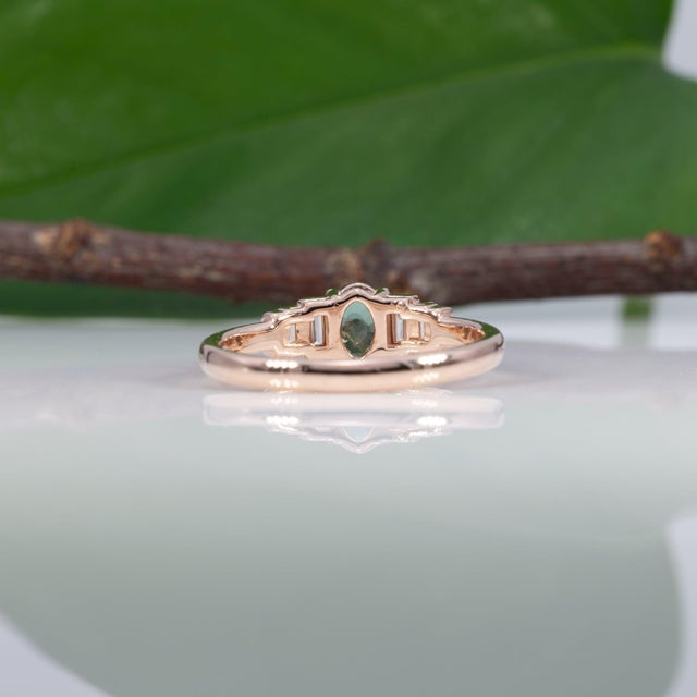 Natural Alexandrite Ring With Earth-Mined Diamond Accents: Solid 14k Gold, 6x4mm, Size 6.75 For Sale - Image 11 of 12