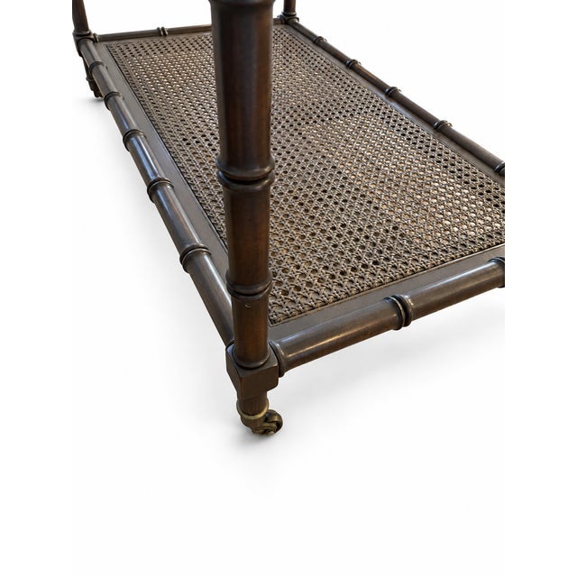 Hollywood Regency Late 20th Century Hollywood Regency Faux Bamboo & Cane Coffee Table For Sale - Image 3 of 9