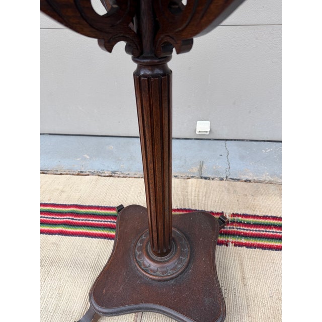 A Very Nice Quartersawn Antique American Oak Pedestal or Side Table, Circa 1890's For Sale - Image 10 of 12
