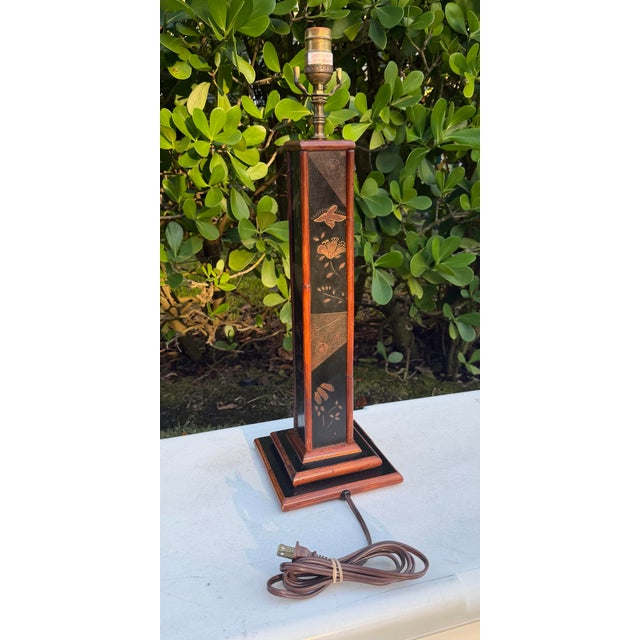 Palecek Vintage Palecek Hand-Painted Rattan and Wood Table Lamp For Sale - Image 4 of 10