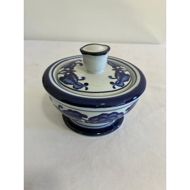 Vintage the Bombay Company Blue and White Lidded Dish For Sale - Image 4 of 10