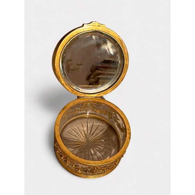 19th C Jean Derval French Gilt Bronze Crystal Box - 1 Pc For Sale - Image 10 of 14