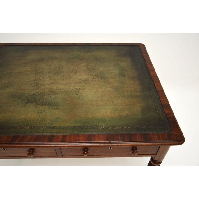 Wood Antique Victorian Leather Top Desk, 1840s For Sale - Image 7 of 11