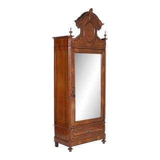 Louis Philippe Style Carved Walnut Wardrobe, 1850s For Sale