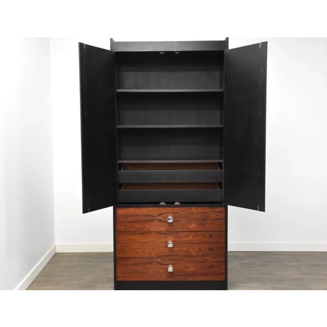 1970s Rosewood and Chrome Armoire Dresser For Sale - Image 10 of 13