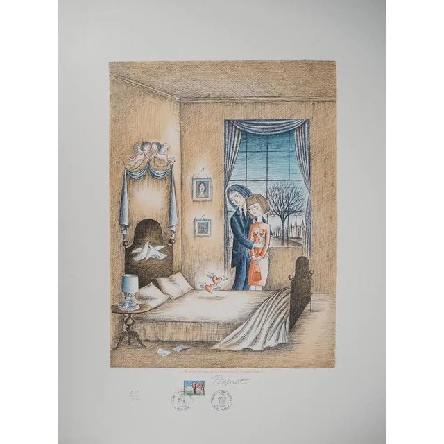 Raymond Peynet, The Lovers: The Accord of Hearts, Original Lithograph For Sale - Image 6 of 6