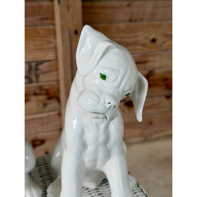 Pair of Mid-Century Italian Ronzan Ceramic Boxer Puppy Figures For Sale - Image 9 of 12