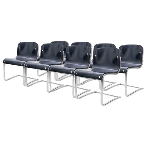 Black T70, 920 Chairs by Carlo Bartoli, 1970s, Set of 8 For Sale - Image 8 of 8
