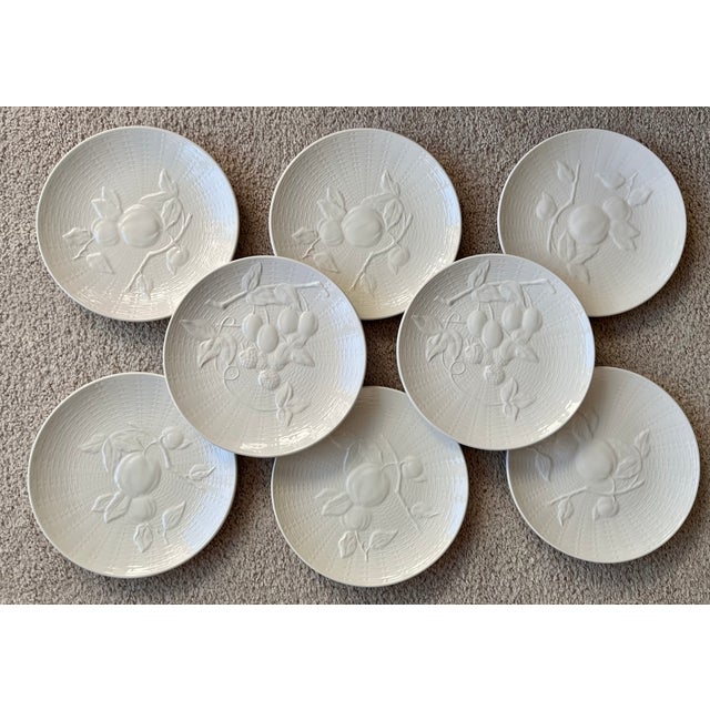 Cream Vintage 1960's Rare Creamware Fruit Plates-Set 8-Ed Langbien For Sale - Image 8 of 8