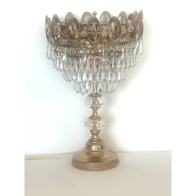 Brass, Metal and Lead Crystal Table Lamp, 1970s For Sale - Image 17 of 17