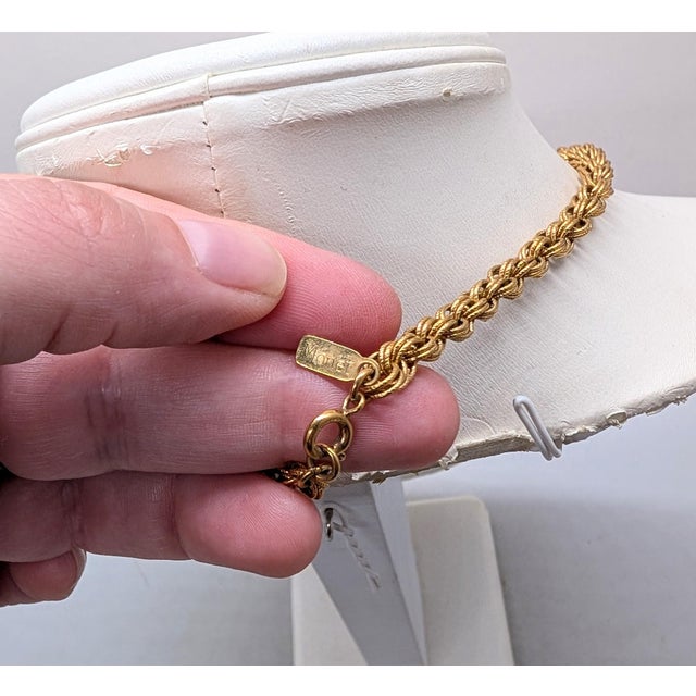 Metal Vintage Signed Monet Book Piece Goldtone Pendant Necklace, 1961 For Sale - Image 7 of 10