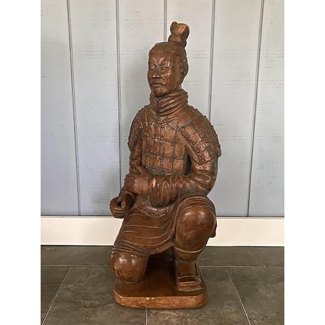 Vintage Cast Stone Chinese Soldier Statue Chairish
