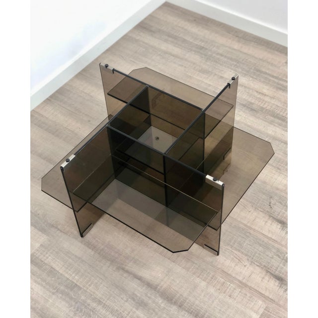 Smoked Glass Coffee Side Table, Italy, 1970s For Sale - Image 10 of 12