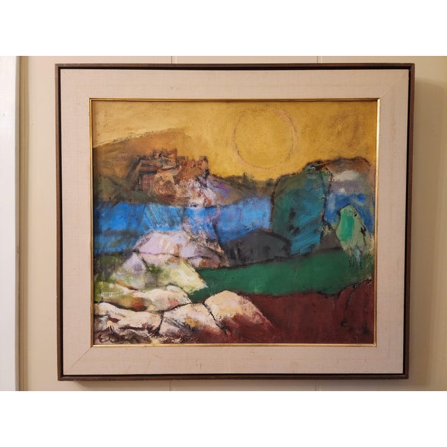 Abstract 1940s Eleanor Coen Original Oil "Fields and Rocks" For Sale - Image 3 of 10