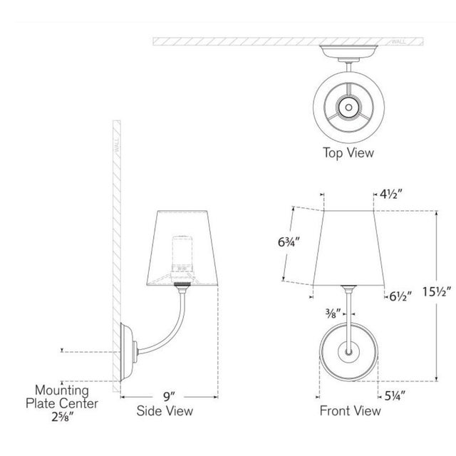 Thomas O'Brien for Visual Comfort Signature Vendome 16" Cordless Single Sconce in Polished Nickel with Linen Shade For Sale In Houston - Image 6 of 7
