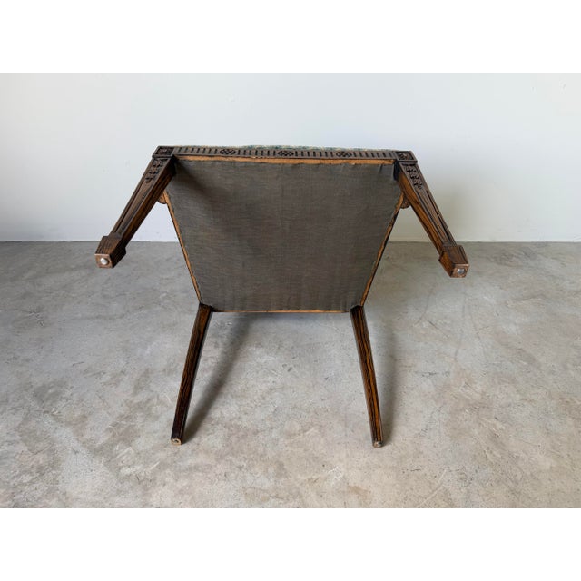 Vintage Hollywood Regency Faux Grain Painted Armchair With Cane Back & Upholstered Seat For Sale - Image 12 of 12