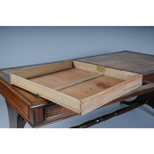 English Mahogany Partner Desk, 1900s For Sale - Image 11 of 18