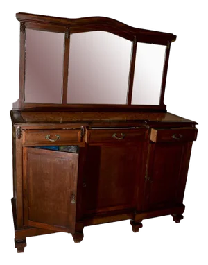 Liberty Sideboard with Molato Mirror, 3 Doors and 3 Marble Top Drawers, 1930s