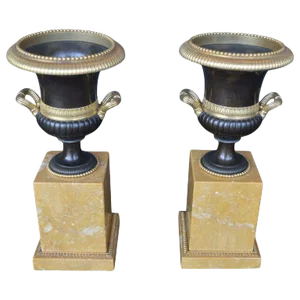 19th Century Marble Campagna Urn Ornaments - a Pair