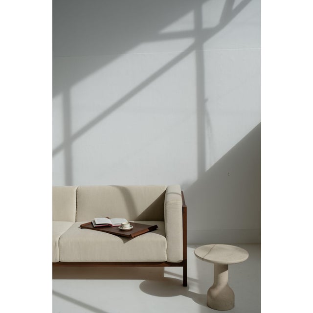 Stone Peso Minimalist Round Side Table in Limestone by Depping & Jørgensen For Sale - Image 7 of 13