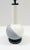 Danish Modern Style White and Gray Hand Dipped Ceramic Bottle, black cerused oak base and stopper, showroom floor sample