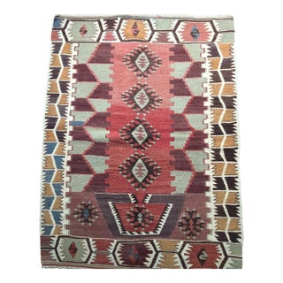 Vintage Kilim Rug: Tribal Motifs | 2'11"x3'10" For Sale