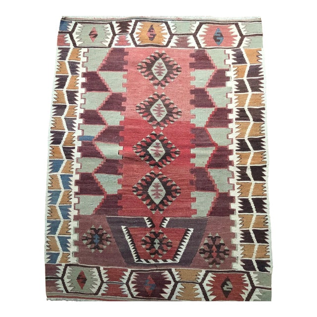 Vintage Kilim Rug: Tribal Motifs | 2'11"x3'10" For Sale