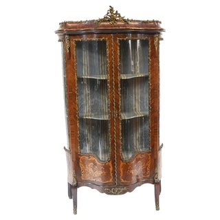 French Empire Inlaid Display Cabinet, 1880s For Sale