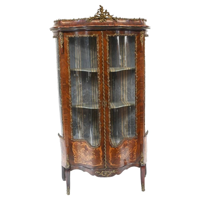 French Empire Inlaid Display Cabinet, 1880s For Sale