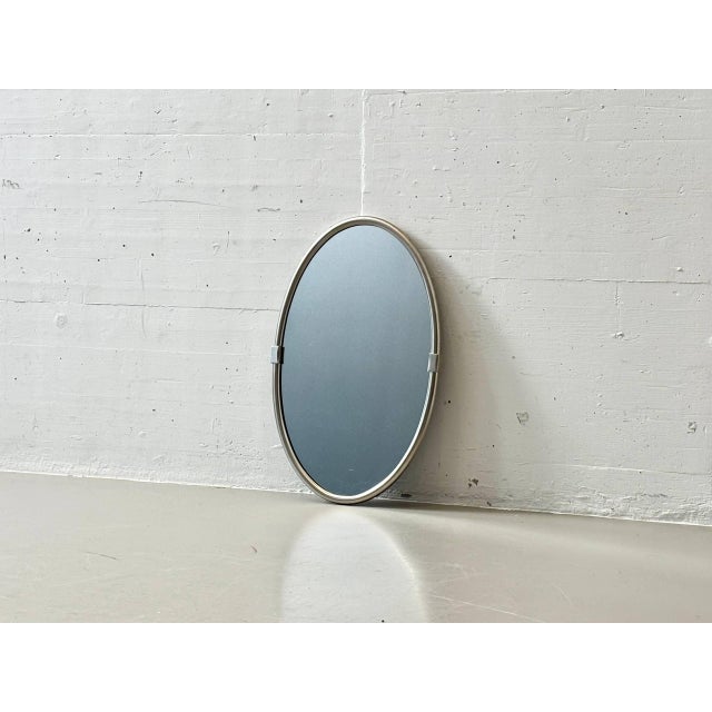 Metal Oval Wall Mirror with Aluminum Frame, 1970s For Sale - Image 7 of 16