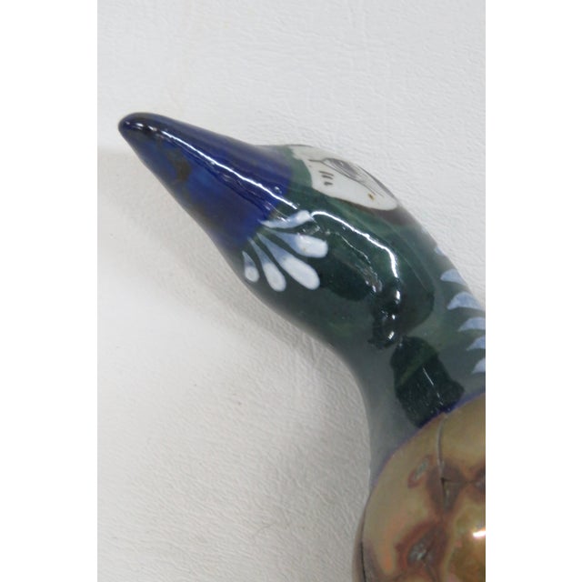 Tonala Mexico Brass Ceramic Duck Mid Century Modern Hand Painted Folk Art 4520b For Sale In Miami - Image 6 of 15