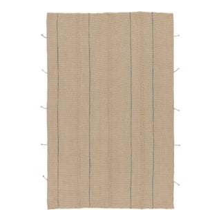 Rug & Kilim Contemporary Rez Kilim Flatweave Rug With Blue & Brown Stripes For Sale