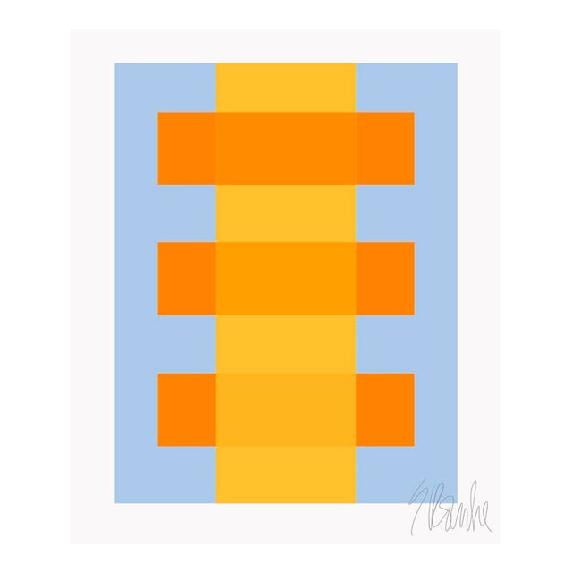 Yellow Through Orange on Blue Fine Art Print 45" X 55" by Liz Roache For Sale