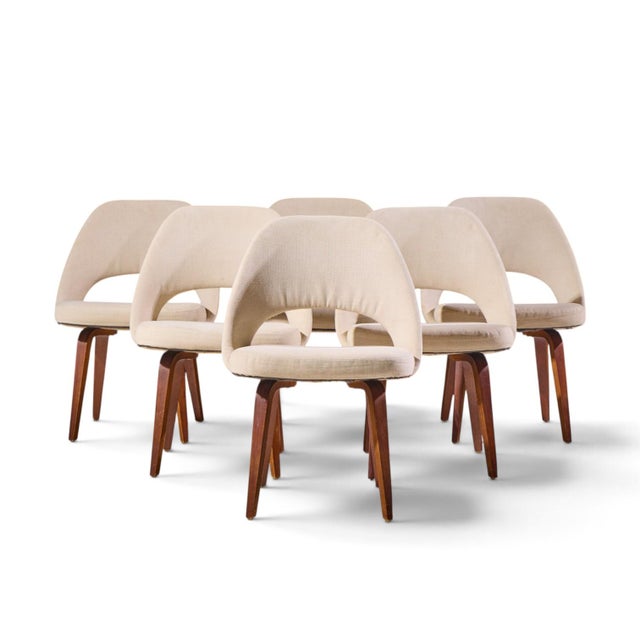 Eero Saarinen for Knoll Mid Century Bentwood Executive Dining Chairs - Set of 6 Each chair measures: 21.75 wide x 20.5...