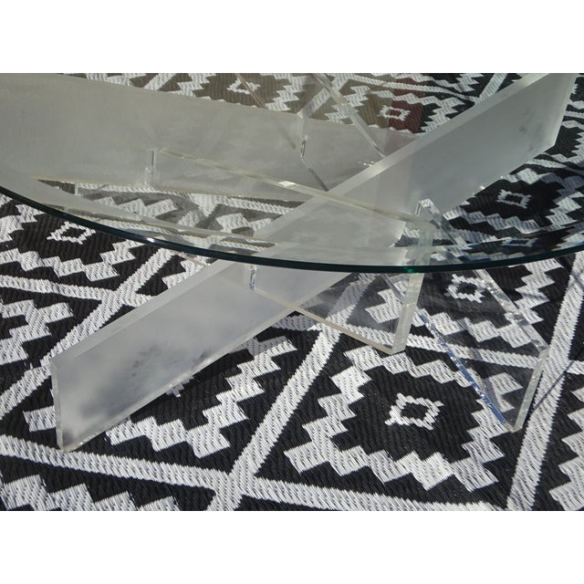 Glass Coffee Table with Acrylic Glass Base For Sale - Image 10 of 13