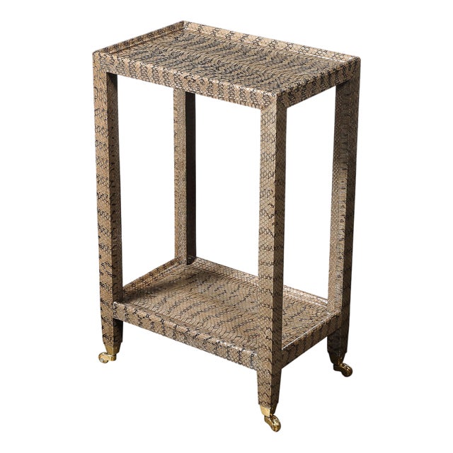 Mid-Century Modernist Python Side Table With Brass Castors by Karl Springer For Sale