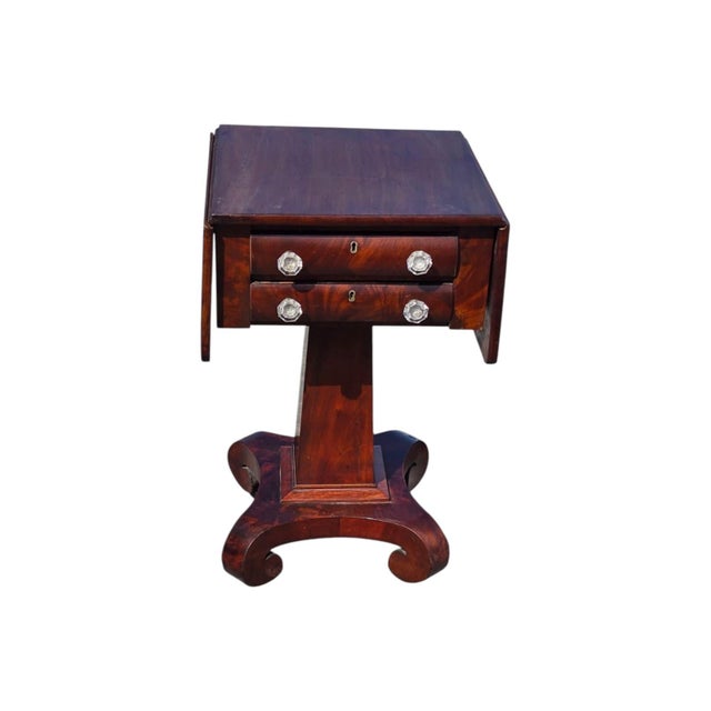 Empire Furniture 1840 American Mahogany Empire Drop Leave Side Table. For Sale - Image 4 of 17