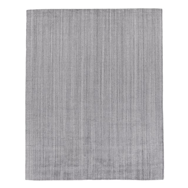 Charcoal Hamm Hand loom Wool/Viscose Charcoal Rug-10'x14" For Sale - Image 8 of 8